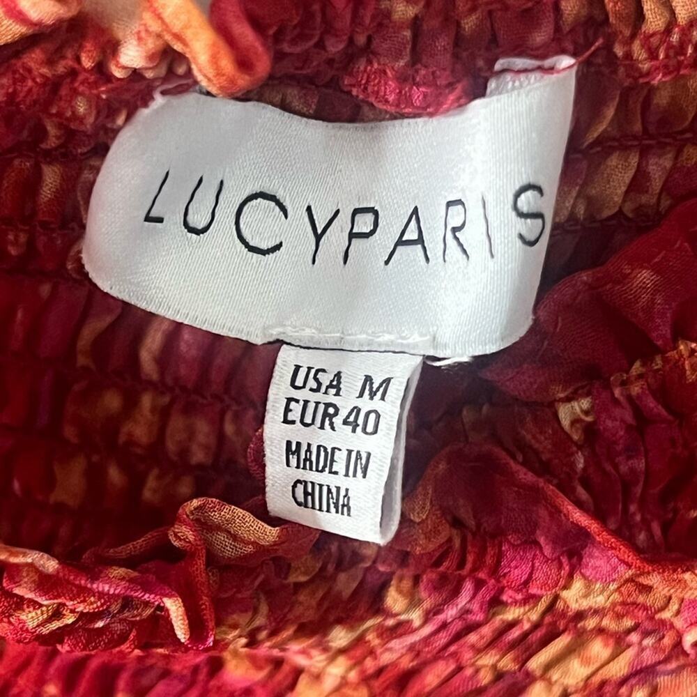LUCY PARIS SMOCKED RED DRESS USA M EUR 40 - Picture 8 of 8